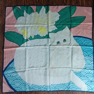 Watercolor kittycat silk scarf anna Livia plurabelle carol eastes santa fe